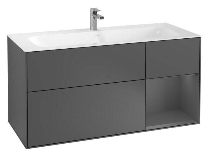 Тумба под раковину Villeroy & Boch Finion 119,6х49,8 см с подсветкой МДФ антрацит матовый лак G070GKGK