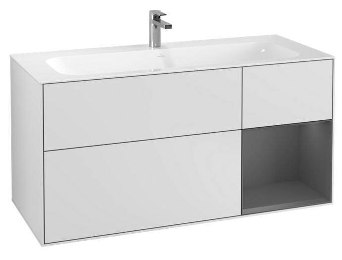 Тумба под раковину Villeroy & Boch Finion 119,6х49,8 см с подсветкой МДФ белый матовый лак/антрацит матовый лак G070GKMT