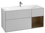 Тумба под раковину Villeroy & Boch Finion 119,6х49,8 см с подсветкой МДФ светло-серый матовый лак/шпон грецкого ореха G070GNGJ