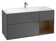 Тумба под раковину Villeroy & Boch Finion 119,6х49,8 см с подсветкой МДФ антрацит матовый лак/шпон грецкого ореха G070GNGK