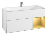 Тумба под раковину Villeroy & Boch Finion 119,6х49,8 см с подсветкой МДФ глянцевый белый лак/золотой матовый лак G070HFGF