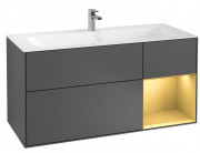Тумба под раковину Villeroy & Boch Finion 119,6х49,8 см с подсветкой МДФ антрацит матовый лак/золотой матовый лак G070HFGK