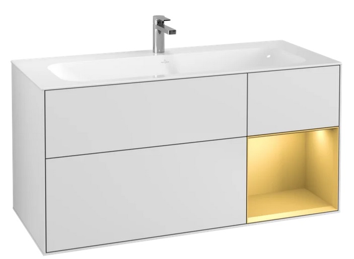 Тумба под раковину Villeroy & Boch Finion 119,6х49,8 см с подсветкой МДФ белый матовый лак/золотой матовый лак G070HFMT