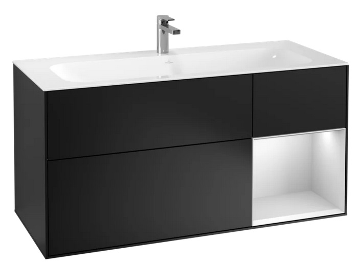 Тумба под раковину Villeroy & Boch Finion 119,6х49,8 см с подсветкой МДФ черный матовый лак/белый матовый лак G070MTPD