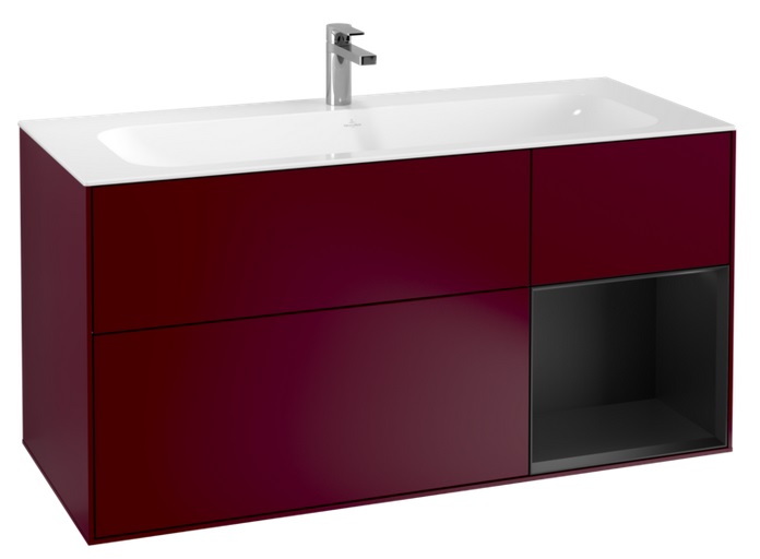 Тумба під раковину Villeroy & Boch Finion 119,6х49,8 см з підсвічуванням МДФ півонія матовий лак/чорний матовий лак G070PDHB