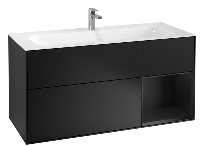 Тумба под раковину Villeroy & Boch Finion 119,6х49,8 см с подсветкой МДФ черный матовый лак G070PDPD