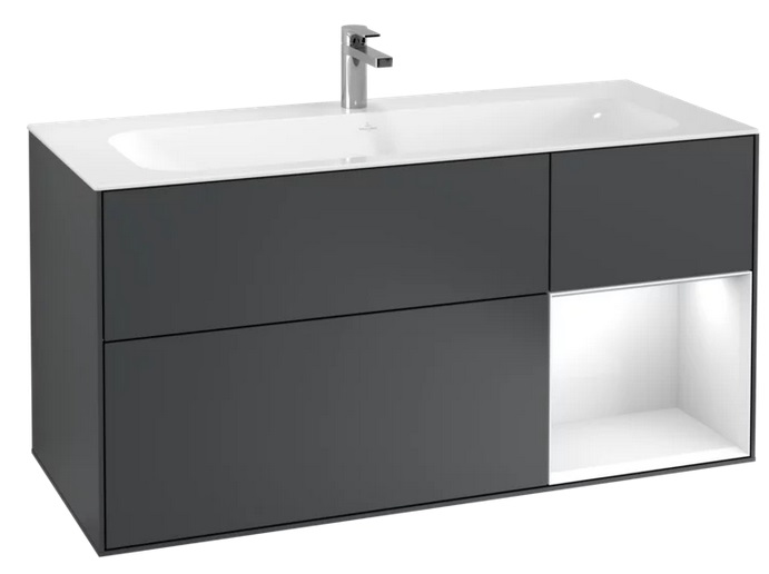 Тумба под раковину Villeroy & Boch Finion 119,6х49,8 см с подсветкой МДФ темно-синий матовый лак/глянцевый белый лак G070GFHG