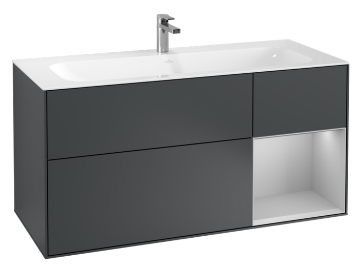 Тумба под раковину Villeroy & Boch Finion 119,6х49,8 см с подсветкой МДФ темно-синий матовый лак/светло-серый матовый лак G070GJHG