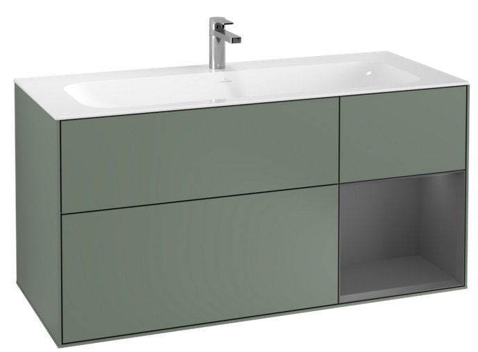 Тумба під раковину Villeroy & Boch Finion 119,6х49,8 см з підсвічуванням МДФ оливковий матовий лак/антрацит матовий лак G070GKGM