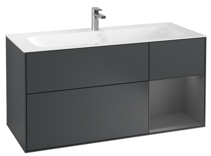Тумба под раковину Villeroy & Boch Finion 119,6х49,8 см с подсветкой МДФ темно-синий матовый лак/антрацит матовый лак G070GKHG