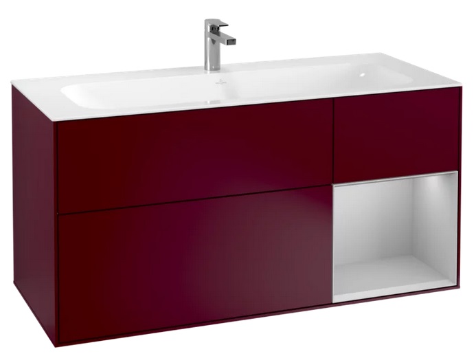 Тумба под раковину Villeroy & Boch Finion 119,6х49,8 см с подсветкой МДФ пион матовый лак/светло-серый матовый лак G070GJHB