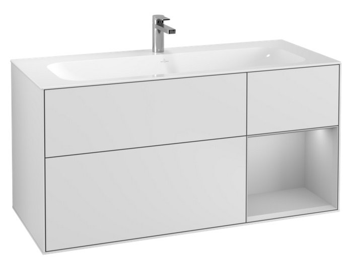 Тумба під раковину Villeroy & Boch Finion 119,6х49,8 см із підсвічуванням МДФ білий матовий лак/світло-сірий матовий лак G070GJMT