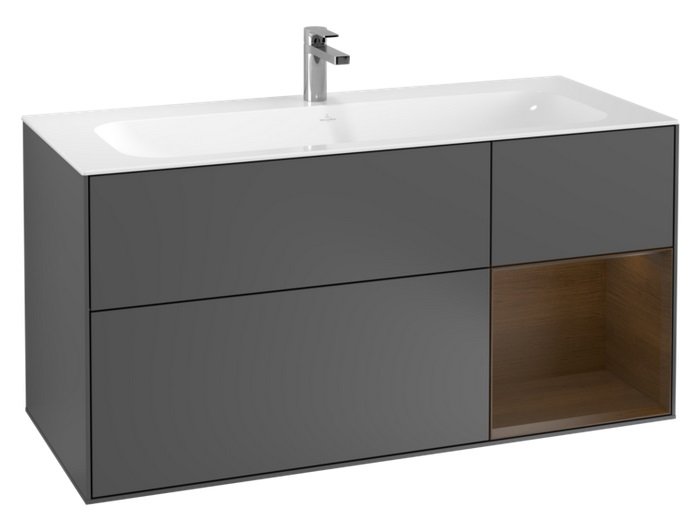 Тумба під раковину Villeroy & Boch Finion 119,6х49,8 см з підсвічуванням МДФ антрацит матовий лак/шпон волоського горіха G070GNGK