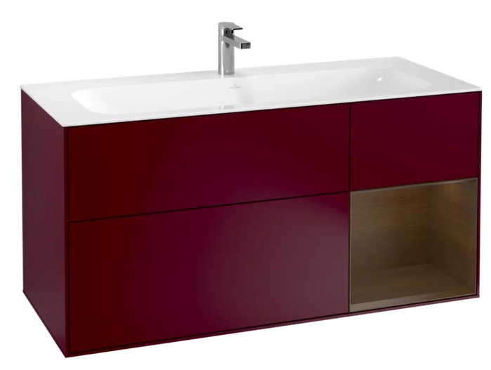 Тумба під раковину Villeroy & Boch Finion 119,6х49,8 см з підсвічуванням МДФ півонія матовий лак/шпон волоського горіха G070GNHB