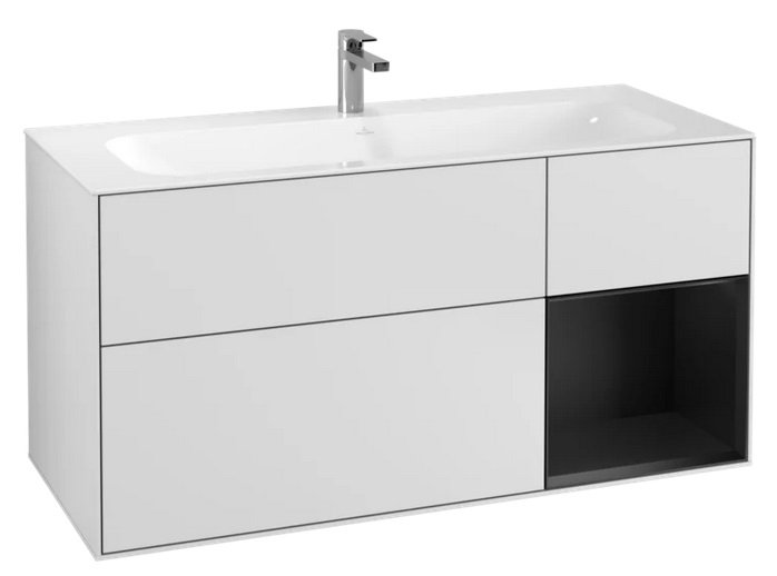 Тумба під раковину Villeroy & Boch Finion 119,6х49,8 см із підсвічуванням МДФ білий матовий лак/чорний матовий лак G070PDMT