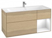 Тумба под раковину Villeroy & Boch Finion 119,6х49,8 см с подсветкой ДСП шпон дуба/глянцевый белый лак G070GFPC