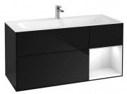 Тумба под раковину Villeroy & Boch Finion 119,6х49,8 см с подсветкой МДФ глянцевый черный лак/глянцевый белый лак G070GFPH