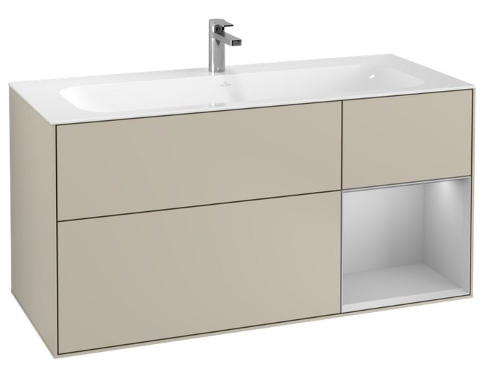Тумба під раковину Villeroy & Boch Finion 119,6х49,8 см з підсвічуванням МДФ пісок матовий лак/світло-сірий матовий лак G070GJHH
