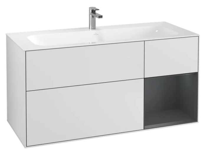 Тумба под раковину Villeroy & Boch Finion 119,6х49,8 см с подсветкой МДФ белый матовый лак/темно-синий матовый лак G070HGMT