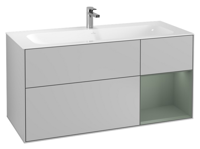 Тумба под раковину Villeroy & Boch Finion 119,6х49,8 см с подсветкой МДФ светло-серый матовый лак/оливковый матовый лак G070GMGJ