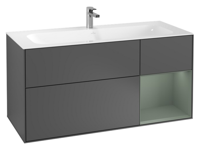 Тумба под раковину Villeroy & Boch Finion 119,6х49,8 см с подсветкой МДФ антрацит матовый лак/оливковый матовый лак G070GMGK