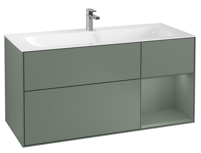 Тумба під раковину Villeroy & Boch Finion 119,6 х49, 8 см з підсвічуванням МДФ оливковий матовий лак G070GMGM