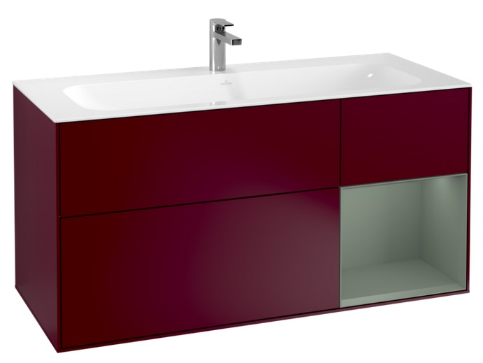 Тумба під раковину Villeroy & Boch Finion 119,6х49,8 см з підсвічуванням МДФ півонія матовий лак/оливковий матовий лак G070GMHB