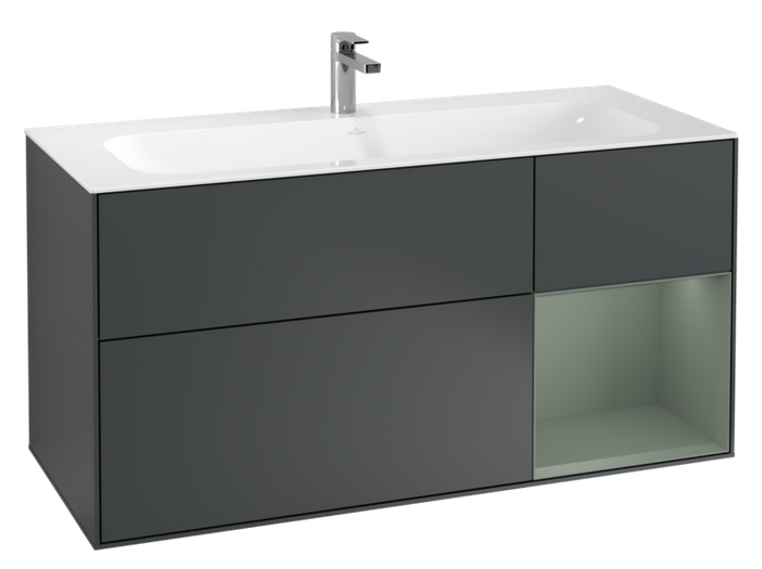 Тумба під раковину Villeroy & Boch Finion 119,6х49,8 см з підсвічуванням МДФ темно-синій матовий лак/оливковий матовий лак G070GMHG