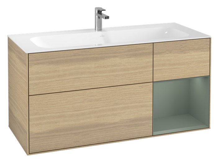 Тумба под раковину Villeroy & Boch Finion 119,6х49,8 см с подсветкой ДСП шпон дуба/оливковый матовый лак G070GMPC