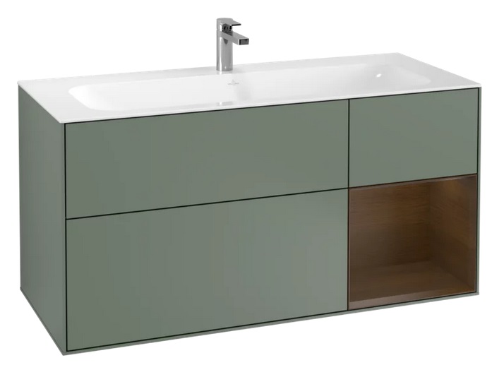 Тумба под раковину Villeroy & Boch Finion 119,6х49,8 см с подсветкой МДФ оливковый матовый лак/шпон грецкого ореха G070GNGM