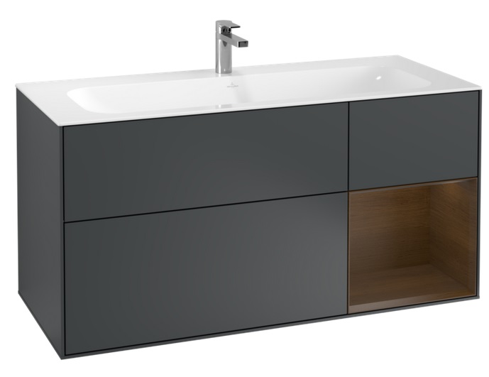 Тумба під раковину Villeroy & Boch Finion 119,6х49,8 см з підсвічуванням МДФ темно-синій матовий лак/шпон волоського горіха G070GNHG