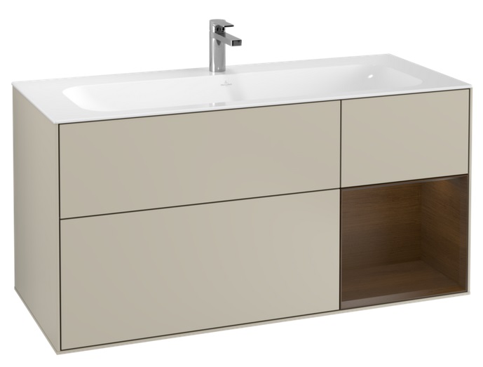 Тумба под раковину Villeroy & Boch Finion 119,6х49,8 см с подсветкой МДФ песок матовый лак/шпон грецкого ореха G070GNHH