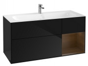 Тумба под раковину Villeroy & Boch Finion 119,6х49,8 см с подсветкой МДФ глянцевый черный лак/шпон грецкого ореха G070GNPH