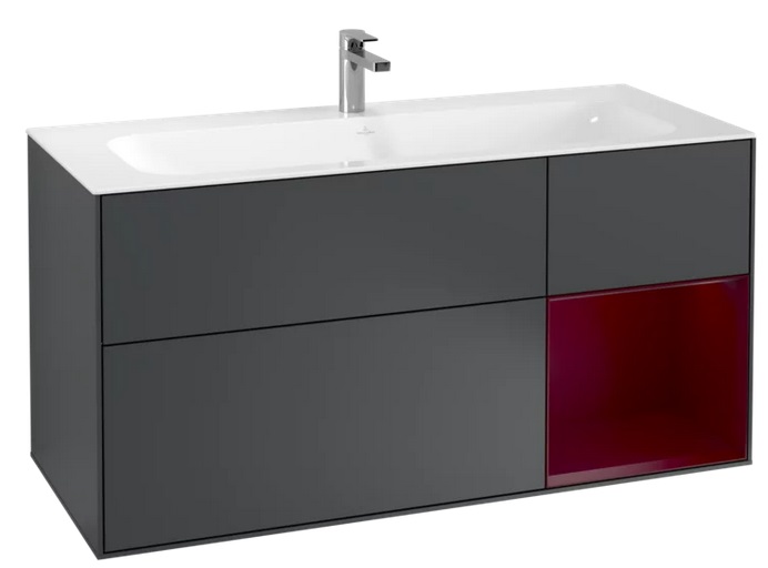 Тумба под раковину Villeroy & Boch Finion 119,6х49,8 см с подсветкой МДФ темно-синий матовый лак/пион матовый лак G070HBHG