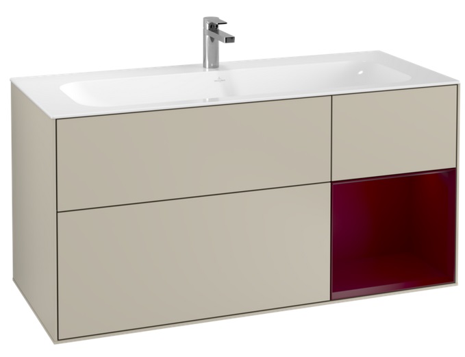 Тумба під раковину Villeroy & Boch Finion 119,6х49,8 см з підсвічуванням МДФ пісок матовий лак/півон матовий лак G070HBHH