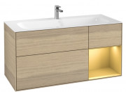 Тумба под раковину Villeroy & Boch Finion 119,6х49,8 см с подсветкой ДСП шпон дуба/золотой матовый лак G070HFPC