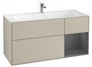 Тумба под раковину Villeroy & Boch Finion 119,6х49,8 см с подсветкой МДФ песок матовый лак/антрацит матовый лак G070GKHH