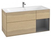 Тумба под раковину Villeroy & Boch Finion 119,6х49,8 см с подсветкой ДСП шпон дуба/антрацит матовый лак G070GKPC