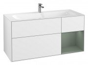 Тумба під раковину Villeroy & Boch Finion 119,6х49,8 см з підсвічуванням МДФ білий глянцевий лак/оливковий матовий лак G070GMGF