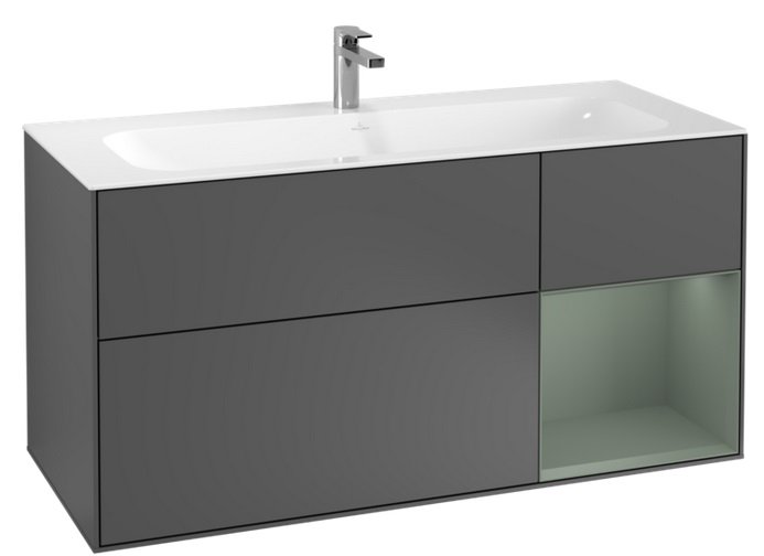 Тумба под раковину Villeroy & Boch Finion 119,6х49,8 см с подсветкой МДФ антрацит матовый лак/оливковый матовый лак G070GMGK