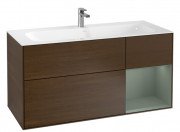 Тумба під раковину Villeroy & Boch Finion 119,6х49,8 см з підсвічуванням ДСП шпон волоського горіха/оливковий матовий лак G070GMGN