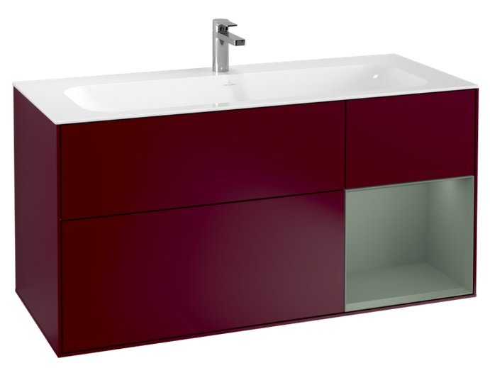 Тумба под раковину Villeroy & Boch Finion 119,6х49,8 см с подсветкой МДФ пион матовый лак/оливковый матовый лак G070GMHB