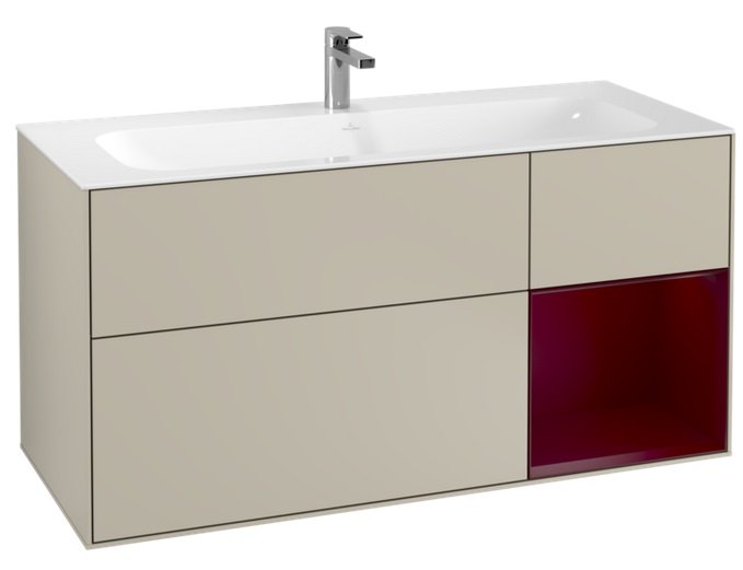 Тумба под раковину Villeroy & Boch Finion 119,6х49,8 см с подсветкой МДФ песок матовый лак/пион матовый лак G070HBHH