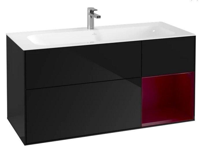 Тумба під раковину Villeroy & Boch Finion 119,6х49,8 см із підсвічуванням МДФ глянсовий чорний лак/оливковий матовий лак G070HBPH