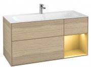 Тумба под раковину Villeroy & Boch Finion 119,6х49,8 см с подсветкой ДСП шпон дуба/золотой матовый лак G070HFPC