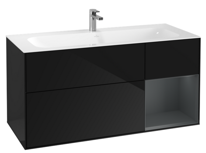 Тумба под раковину Villeroy & Boch Finion 119,6х49,8 см с подсветкой МДФ глянцевый черный лак/темно-синий матовый лак G070HGPH