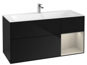 Тумба під раковину Villeroy & Boch Finion 119,6х49,8 см із підсвічуванням МДФ глянсовий чорний лак/пісок матовий лак G070HHPH
