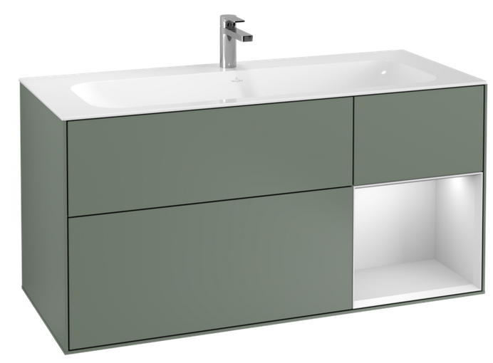 Тумба під раковину Villeroy & Boch Finion 119,6х49,8 см з підсвічуванням МДФ оливковий матовий лак/білий матовий лак G070MTGM