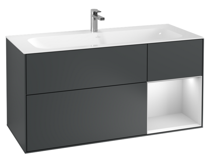 Тумба под раковину Villeroy & Boch Finion 119,6х49,8 см с подсветкой МДФ темно-синий матовый лак/белый матовый лак G070MTHG