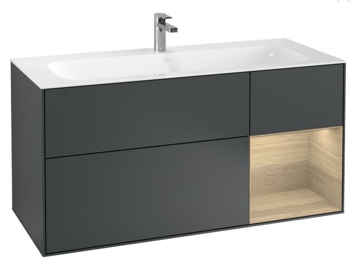Тумба под раковину Villeroy & Boch Finion 119,6х49,8 см с подсветкой МДФ антрацит матовый лак/шпон дуба G070PCHG